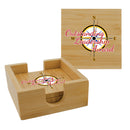 4" X 4" Bamboo Full Color Coasters