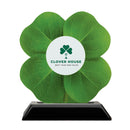 5" Clover Shape Birchwood Award Trophy With Black Base