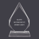 8-3/4" Custom Engraved Crystal Diamond with Attached Base