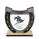 5" Horseshoe Shape Birchwood Award Trophy With Birchwood Base