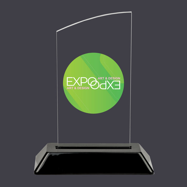 6-1/4" Custom Full Color Swatch Acrylic Award With Black Base