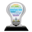 5" Light Bulb Shape Birchwood Award Trophy With Black Base