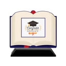 5" Open Book Shape Birchwood Award Trophy With Black Base