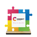 5" Puzzle Pieces Shape Birchwood Award Trophy With Birchwood Base