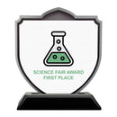 5" Shield Shape Birchwood Award Trophy With Black Base