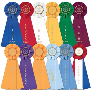 Victory Torch Stock Rosette - 3 Streamer