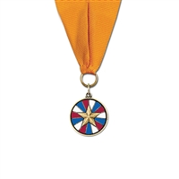 1-1/8" CXC Color Fill Medal w/ Grosgrain Neck Ribbon