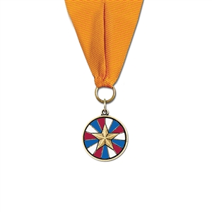 1-1/8" CXC Color Fill Medal w/ Grosgrain Neck Ribbon
