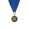 1-1/8" Cast CX Medal w/ Grosgrain Neck Ribbon