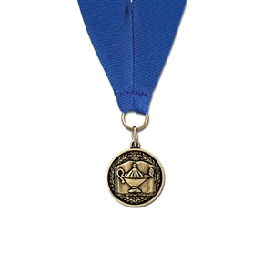 1-1/8" Cast CX Medal w/ Grosgrain Neck Ribbon