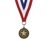 1-1/8" Cast CX Stock Medal w/ Red/White/Blue or Year Grosgrain Neck Ribbon