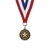 1-1/8" Cast CX Stock Medal w/ Red/White/Blue or Year Grosgrain Neck Ribbon