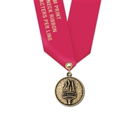 1-1/8" Cast CX Medal w/ Solid Color Satin Neck Ribbon
