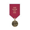 1-1/8" Cast CX Medal w/ Solid Color Satin Drape Ribbon