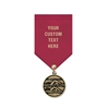 1-1/8" Cast CX Medal w/ Solid Color Satin Drape Ribbon