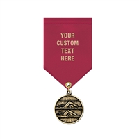 1-1/8" Cast CX Medal w/ Solid Color Satin Drape Ribbon