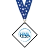 3-1/2" Standard Shape Custom Black Acrylic Medal With Any Grosgrain Neck Ribbon