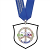 3-1/2" Standard Shape Custom Black Acrylic Medal With Satin Neck Ribbon