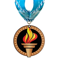 3-1/2" Stock Acrylic Medal With Millennium Neck Ribbon