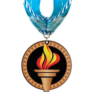 3-1/2" Stock Acrylic Medal With Millennium Neck Ribbon