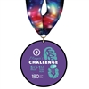3-1/2" Standard Shape Custom Black Acrylic Medal With Stock Millennium Neck Ribbon