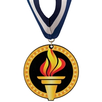 3-1/2" Stock Acrylic Medal With Custom Millennium Neck Ribbon