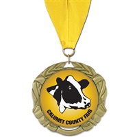 2-3/4" XBX Full Color Medal w/ Grosgrain Neck Ribbon