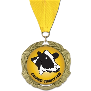 2-3/4" XBX Full Color Medal w/ Grosgrain Neck Ribbon