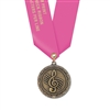 2-1/4" LXC Color Fill Medal w/ Solid Color Satin Neck Ribbon