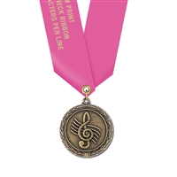 2-1/4" LXC Color Fill Medal w/ Solid Color Satin Neck Ribbon