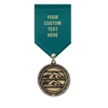 1-1/2" Cast MX Medals w/ Solid Color Satin Drape Ribbon