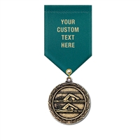 1-1/2" Cast MX Medals w/ Solid Color Satin Drape Ribbon