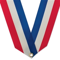 1-5/8" Rainbow or Red, White & Blue Neck Ribbon