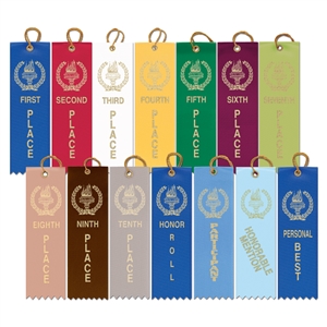 1-5/8" x 5-1/2" Victory Torch Stock Square Top Ribbons