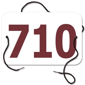 Small Rectangular Exhibitor Number w/ String