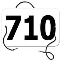 Large Rectangular Exhibitor Number w/ String