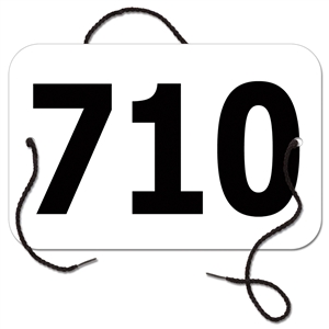 Large Rectangular Exhibitor Number w/ String