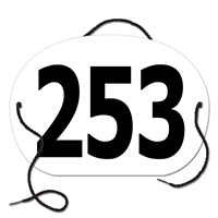 Large Oval Exhibitor Number w/ String