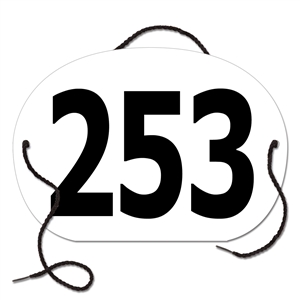 Large Oval Exhibitor Number w/ String