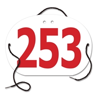 Large Oval Exhibitor Number w/ String