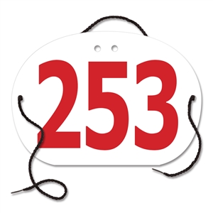 Large Oval Exhibitor Number w/ String