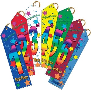 2" x 8" Multicolor Stock Point Top Ribbons