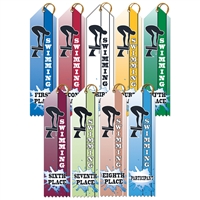 2" x 8" Multicolor Swim Splash Point Top Ribbons