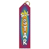 2" x 8" Multicolor "All Star" Stock Point Top Ribbons