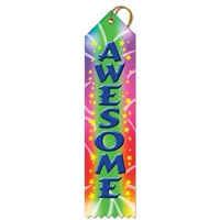 2" x 8" Multicolor "Awesome" Stock Point Top Ribbons