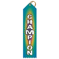2" x 8" Multicolor "Champion" Stock Point Top Ribbons