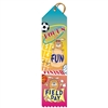 2" x 8" Multicolor "All Star" Stock Point Top Ribbons