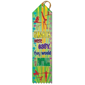 2" x 8" Multicolor "Gym Football" Stock Point Top Ribbons