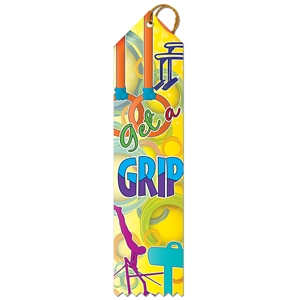 2" x 8" Multicolor "Get A Grip" Stock Point Top Ribbons