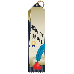 2" x 8" Multicolor "Honor Roll" Stock Point Top Ribbons